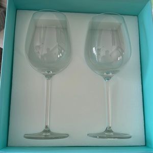 COPY - Two Tiffany wine glasses in box and bag . Brand new